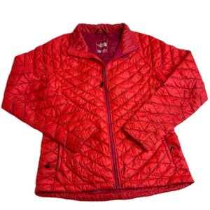 The North Face Jacket Womens Medium Red Thermoball Quilted Lightweight